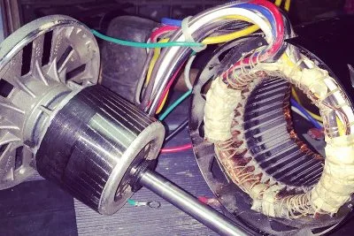 Blower motor and stator on the bench